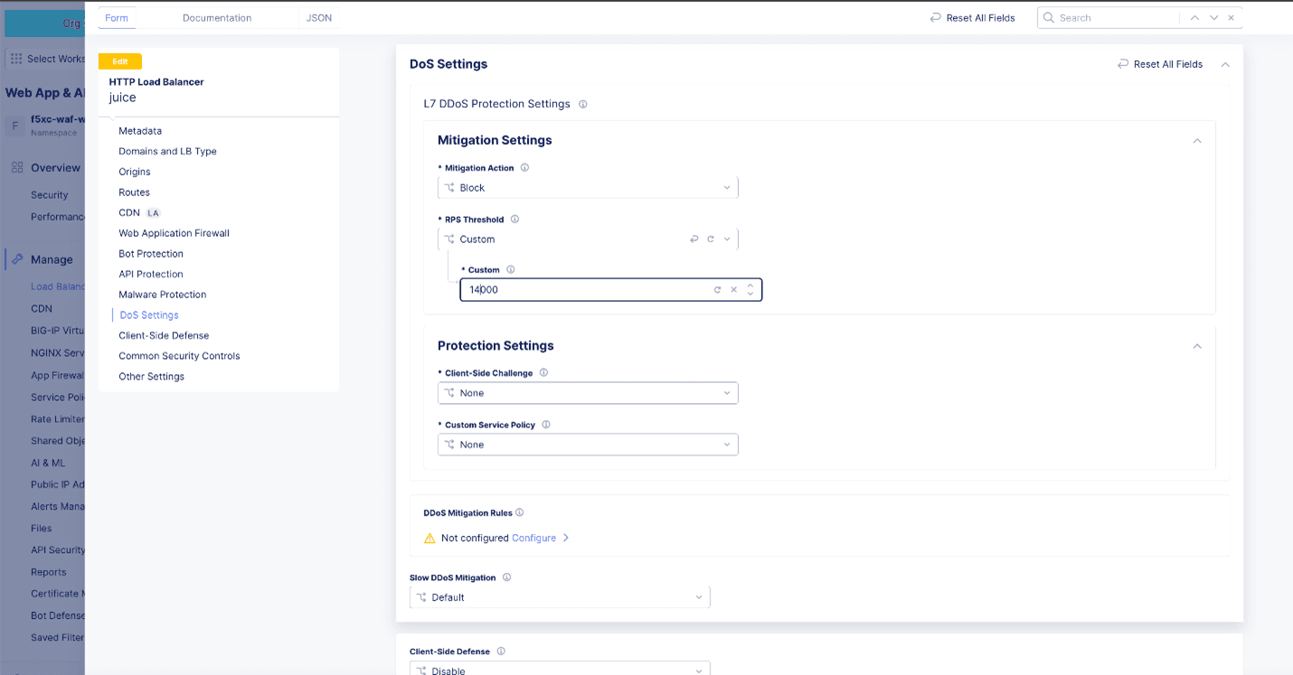 Figure: Configure RPS Threshold