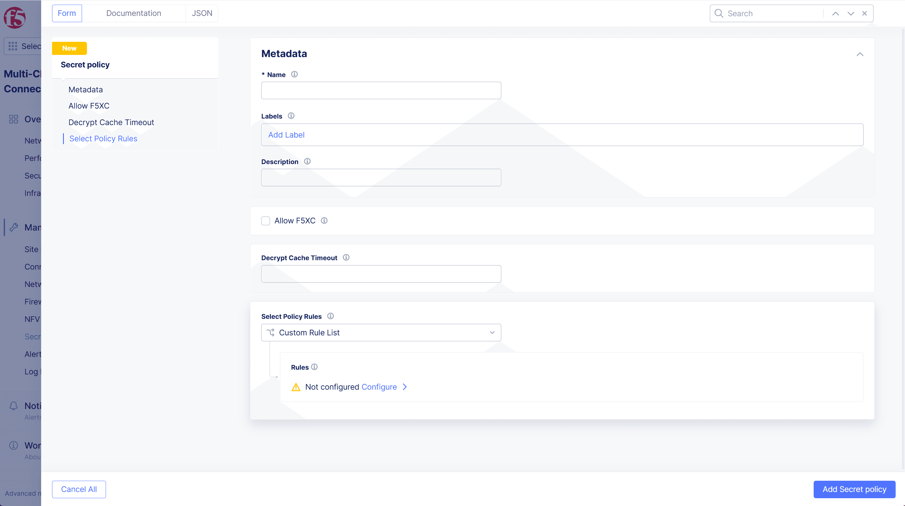 Figure: Secret Policy Metadata