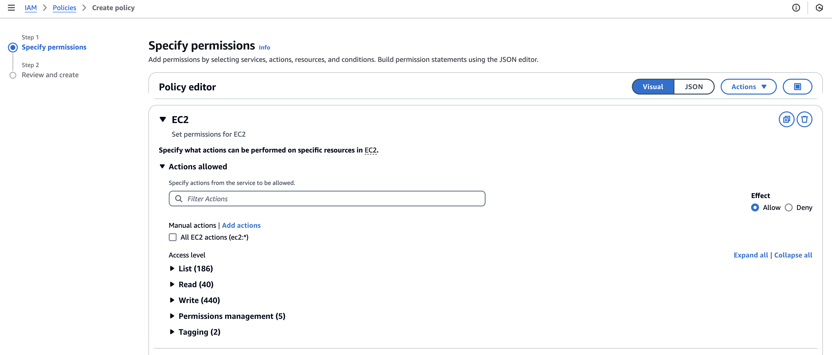 Figure: Filter Actions