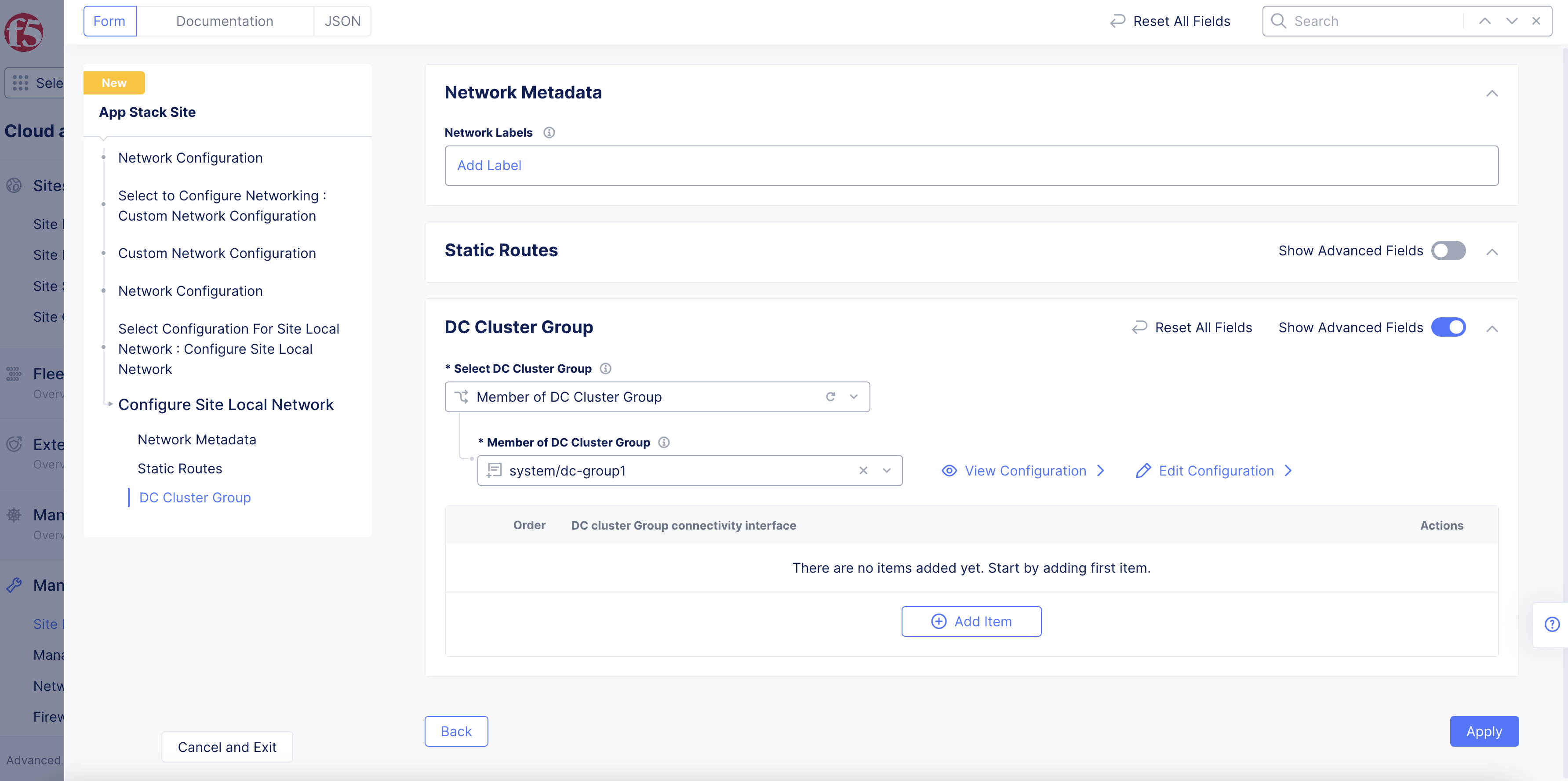 Figure: Site Local Network Configuration