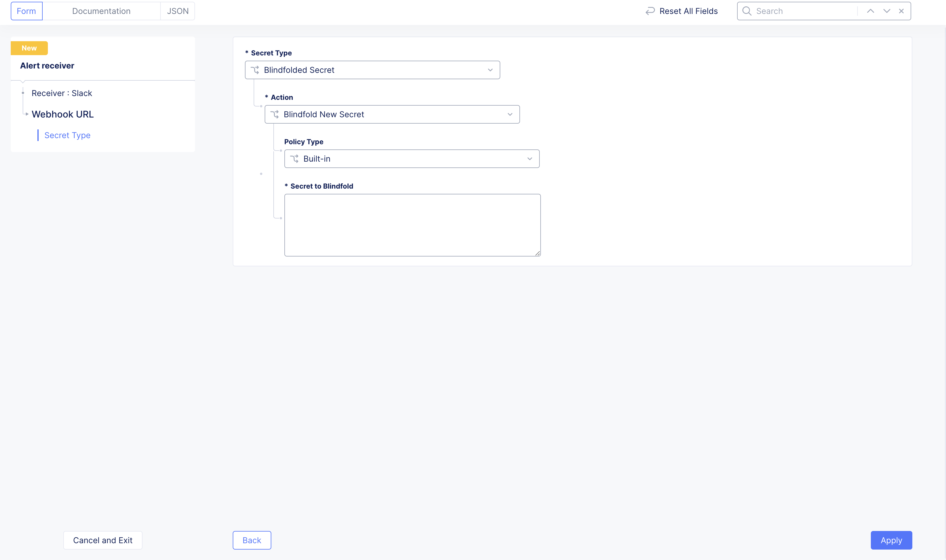 Figure: Alert Receiver Secret Configuration