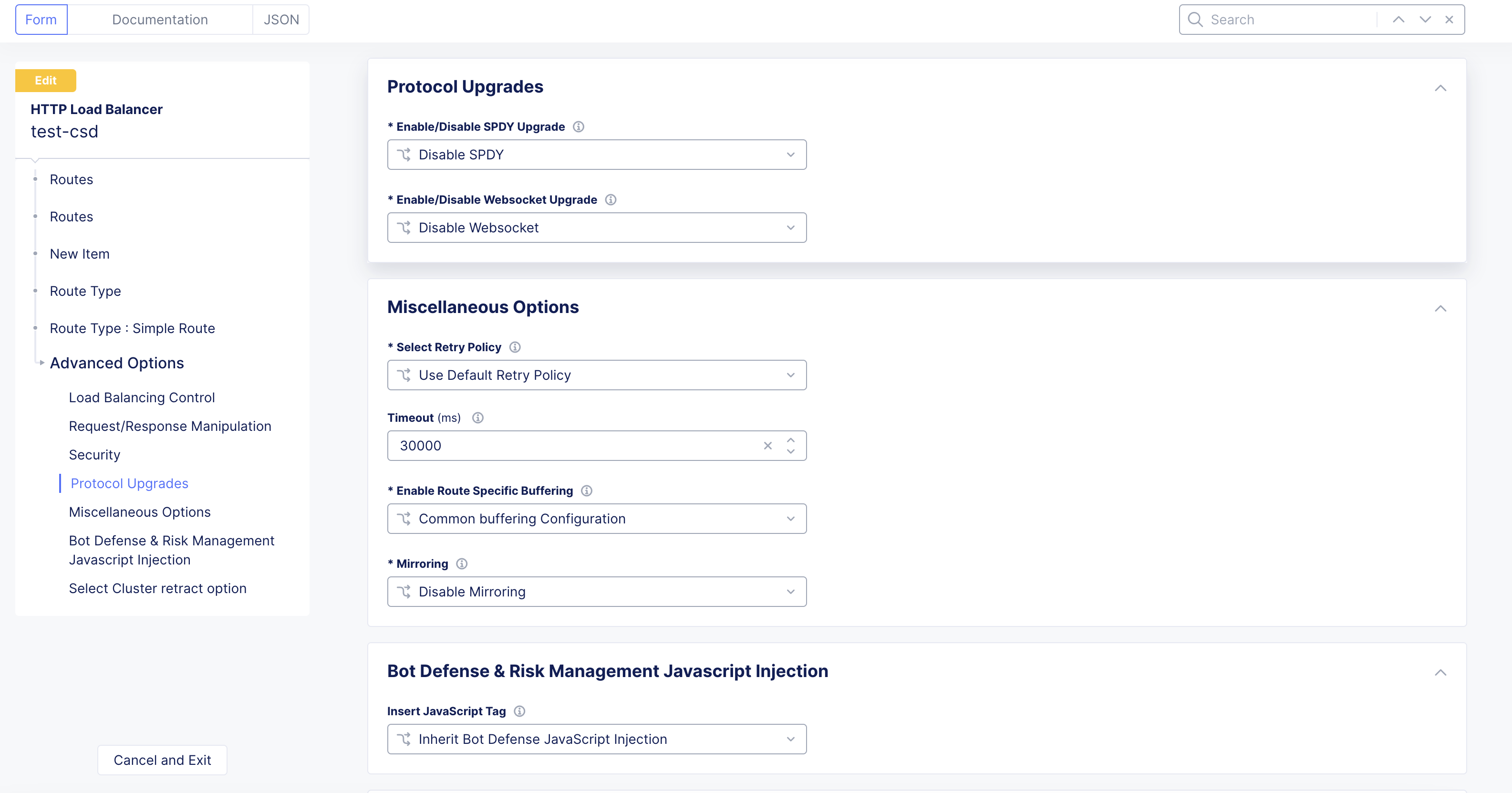 Figure: Load Balancer WebSocket Configuration