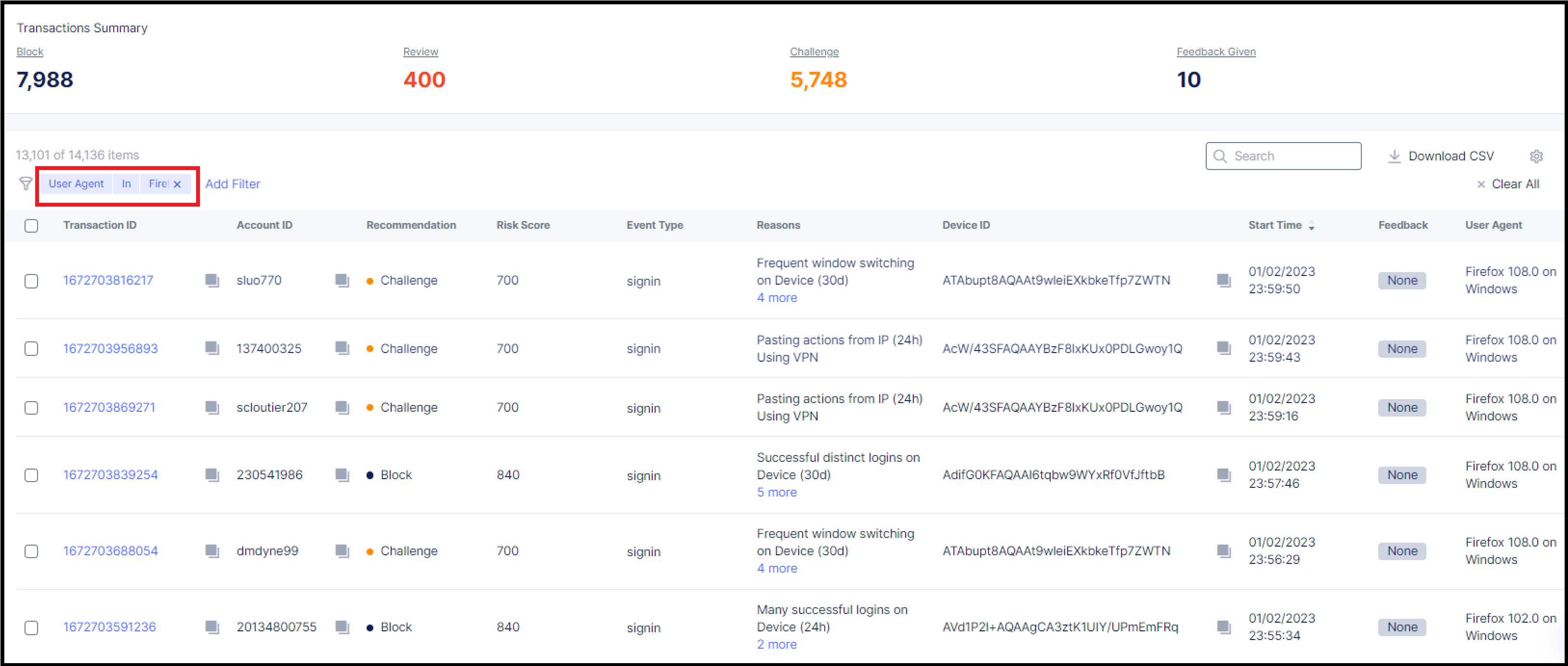 Figure: Remove Filter Settings
