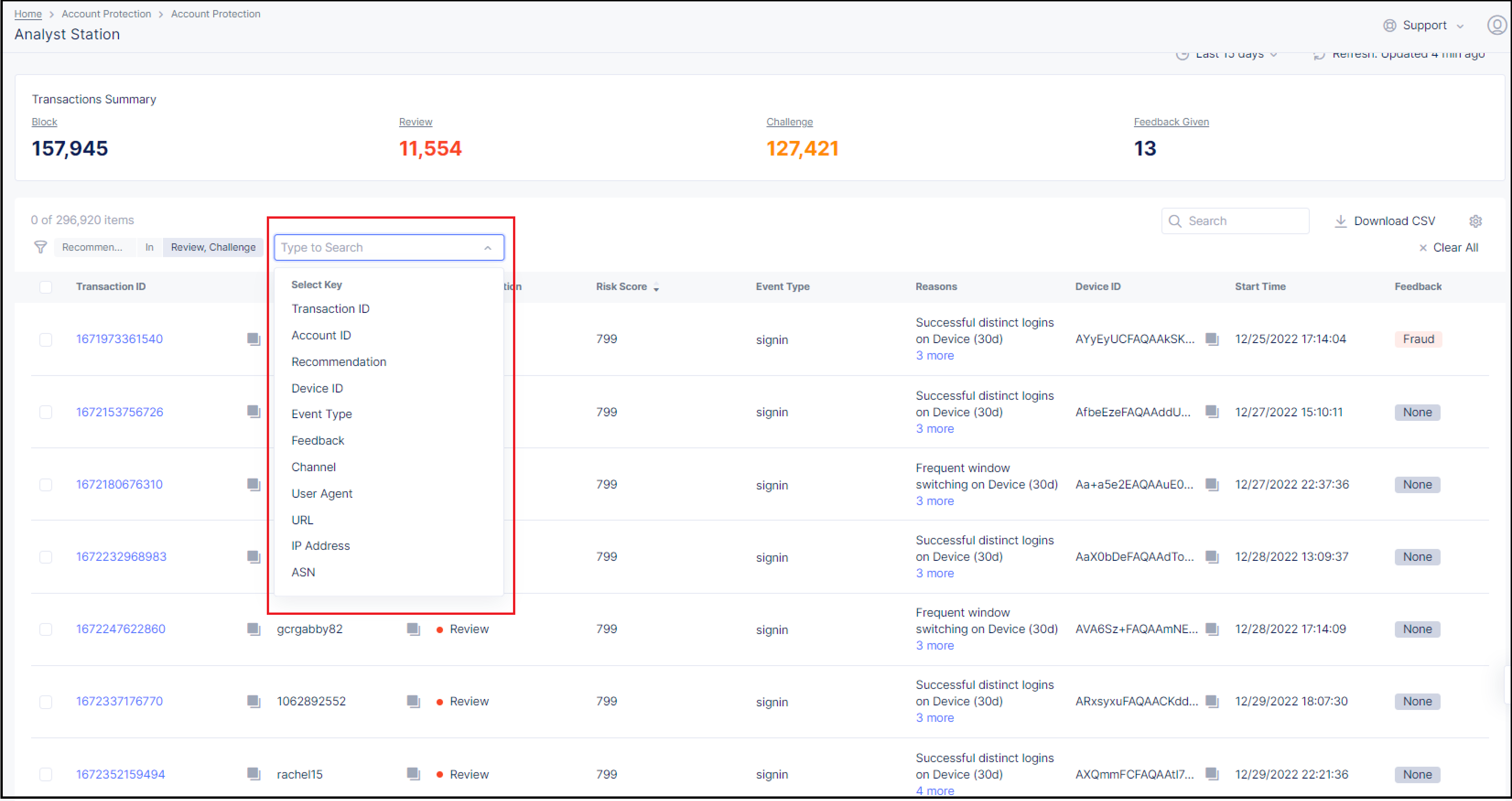 Figure: Filter Options