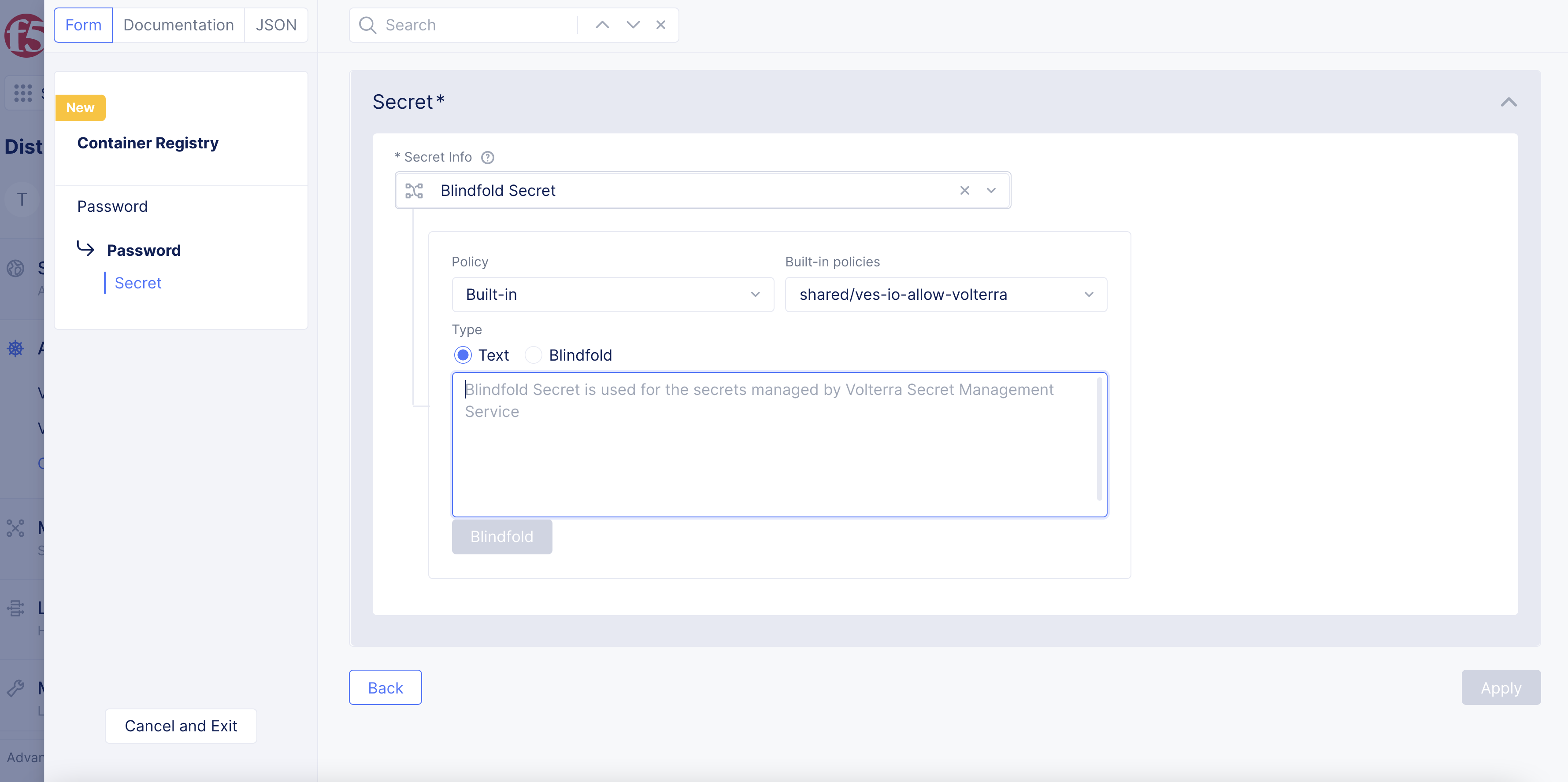Figure: Secret Options for Encryption
