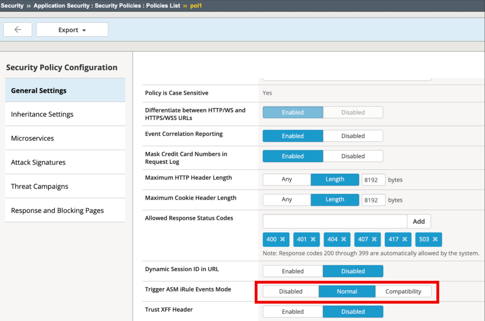 Figure: BIG-IP - Trigger ASM iRule Events Mode